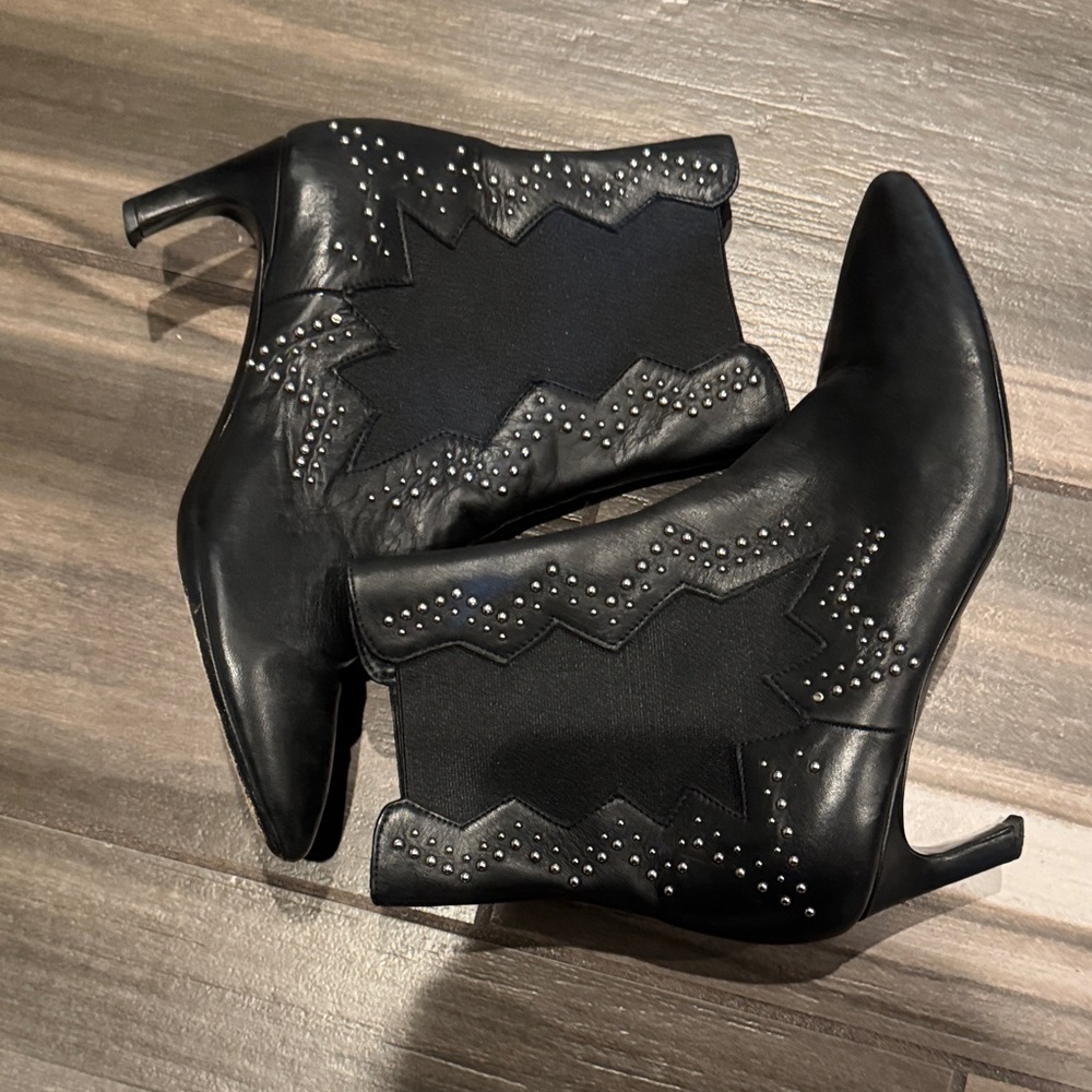 Elegant Black Studded Heeled Boots